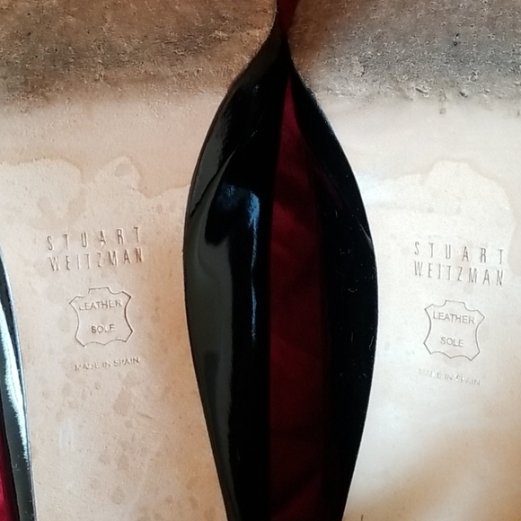 Stuart Weitzman Black Patent Peep Toe Heel - Picture 2 of 11
